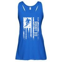 Rugby Sis Sister Distressed Vintage American Flag Gift Ladies Essential Flowy Tank