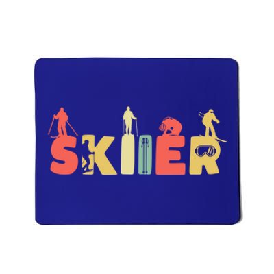 Retro Snow Skiing Ski Sports Gift Vintage Skiier Snow Skiing Meaningful Gift Mousepad