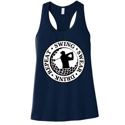 Repeat Swing Swear Drink Funny Golf Women's Racerback Tank