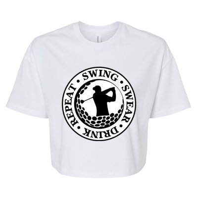 Repeat Swing Swear Drink Funny Golf Bella+Canvas Jersey Crop Tee