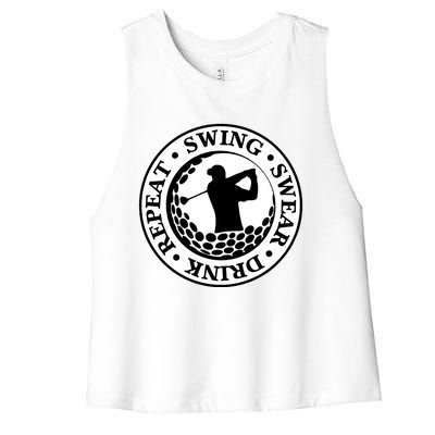 Repeat Swing Swear Drink Funny Golf Women's Racerback Cropped Tank