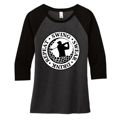 Repeat Swing Swear Drink Funny Golf Women's Tri-Blend 3/4-Sleeve Raglan Shirt