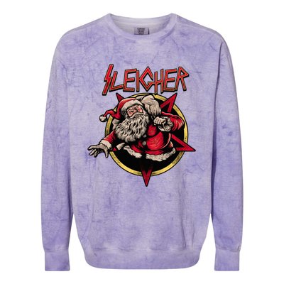 Rock Sleigher Santa Claus Heavy Metal Christmas Colorblast Crewneck Sweatshirt