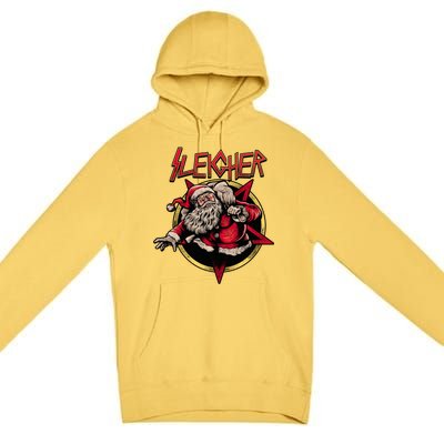 Rock Sleigher Santa Claus Heavy Metal Christmas Premium Pullover Hoodie