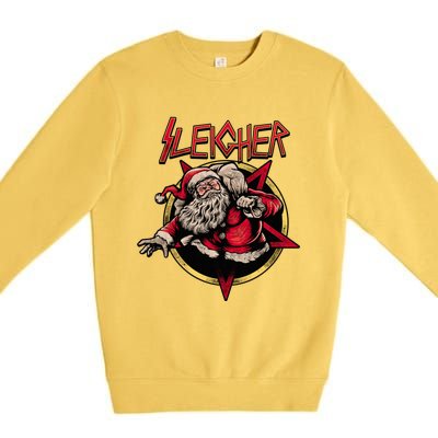 Rock Sleigher Santa Claus Heavy Metal Christmas Premium Crewneck Sweatshirt