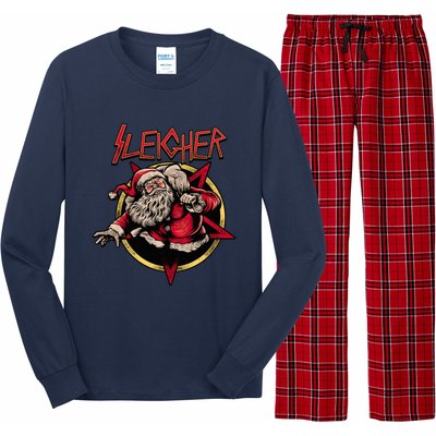 Rock Sleigher Santa Claus Heavy Metal Christmas Long Sleeve Pajama Set