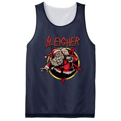 Rock Sleigher Santa Claus Heavy Metal Christmas Mesh Reversible Basketball Jersey Tank