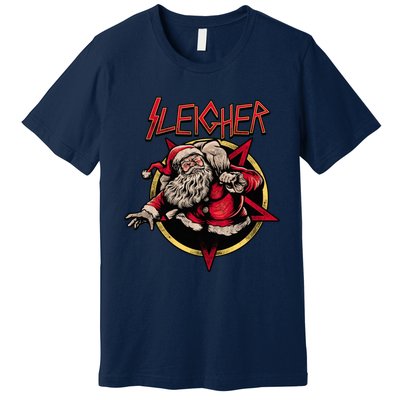 Rock Sleigher Santa Claus Heavy Metal Christmas Premium T-Shirt