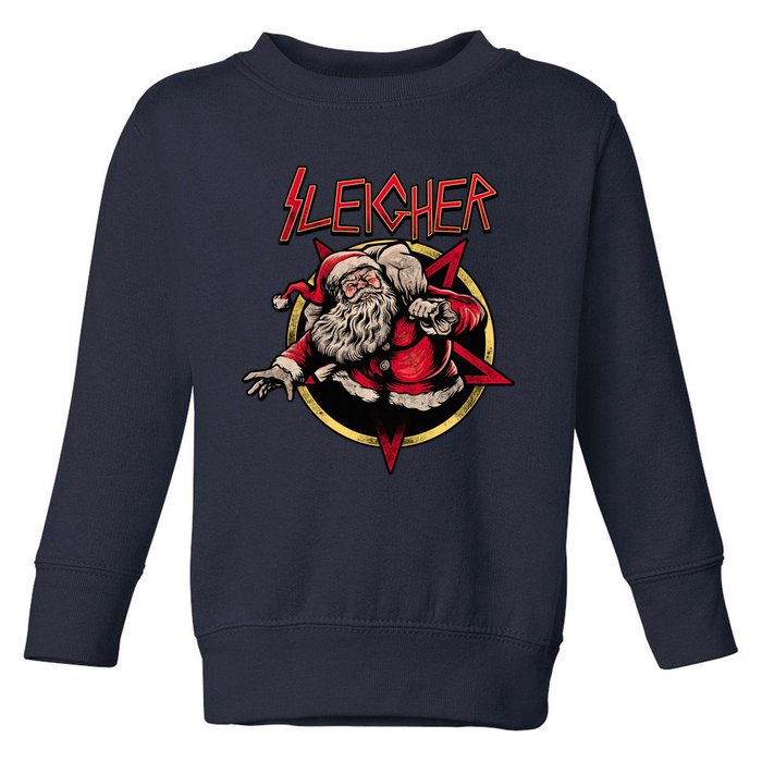 Rock Sleigher Santa Claus Heavy Metal Christmas Toddler Sweatshirt