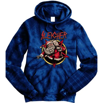 Rock Sleigher Santa Claus Heavy Metal Christmas Tie Dye Hoodie