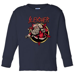 Rock Sleigher Santa Claus Heavy Metal Christmas Toddler Long Sleeve Shirt