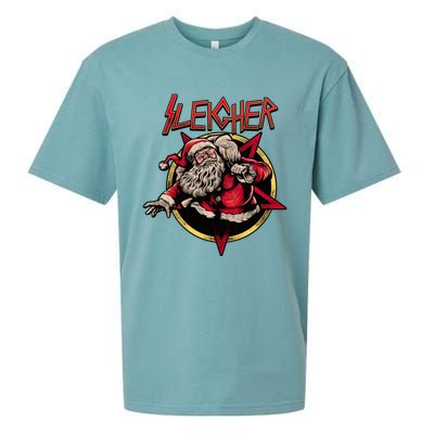 Rock Sleigher Santa Claus Heavy Metal Christmas Sueded Cloud Jersey T-Shirt