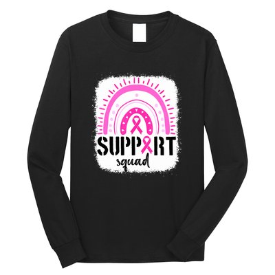 Rainbow Support Squad Breast Cancer Awareness Survivor Pink Ribbon Gift Long Sleeve Shirt