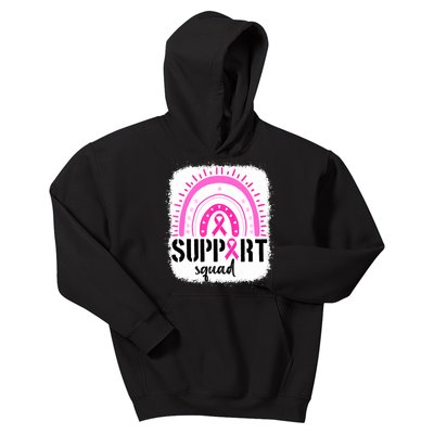 Rainbow Support Squad Breast Cancer Awareness Survivor Pink Ribbon Gift Kids Hoodie