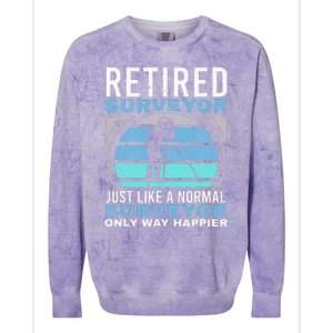 Retired Surveyor Surveying Grandpa Tripod Land Surveyor Colorblast Crewneck Sweatshirt