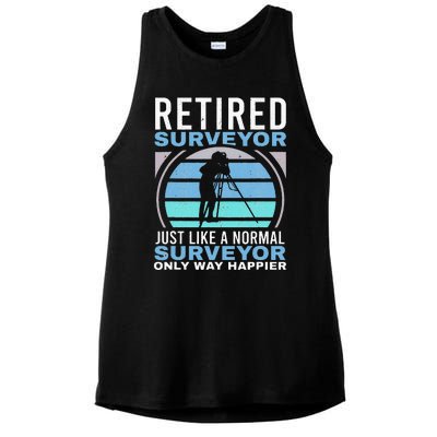 Retired Surveyor Surveying Grandpa Tripod Land Surveyor Ladies PosiCharge Tri-Blend Wicking Tank