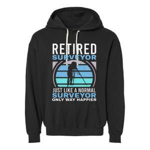 Retired Surveyor Surveying Grandpa Tripod Land Surveyor Garment-Dyed Fleece Hoodie