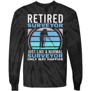 Retired Surveyor Surveying Grandpa Tripod Land Surveyor Tie-Dye Long Sleeve Shirt