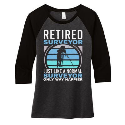 Retired Surveyor Surveying Grandpa Tripod Land Surveyor Women's Tri-Blend 3/4-Sleeve Raglan Shirt