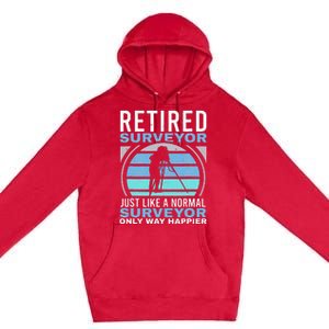 Retired Surveyor Surveying Grandpa Tripod Land Surveyor Premium Pullover Hoodie