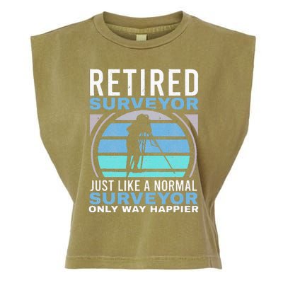 Retired Surveyor Surveying Grandpa Tripod Land Surveyor Garment-Dyed Women's Muscle Tee