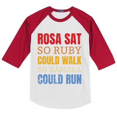 Rosa Sat So Ruby Could Walk So Kamala Black History Kids Colorblock Raglan Jersey