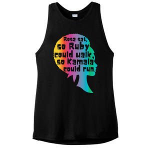 Rosa Sat So Ruby Could Walk So Kamala Could Run Black Ladies PosiCharge Tri-Blend Wicking Tank