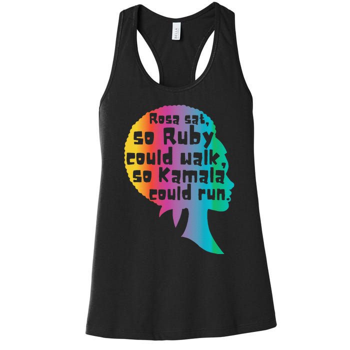 Rosa Sat So Ruby Could Walk So Kamala Could Run Black Women's Racerback Tank