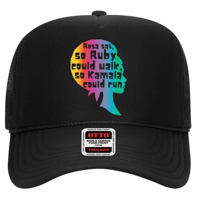Rosa Sat So Ruby Could Walk So Kamala Could Run Black Trucker Hat