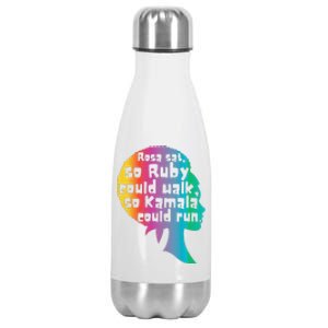 Rosa Sat So Ruby Could Walk So Kamala Could Run Black Stainless Steel Insulated Water Bottle