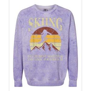 Retro Skiing Ski Enthusiast Gag Outfit Skiier Winter Sports Gift Colorblast Crewneck Sweatshirt