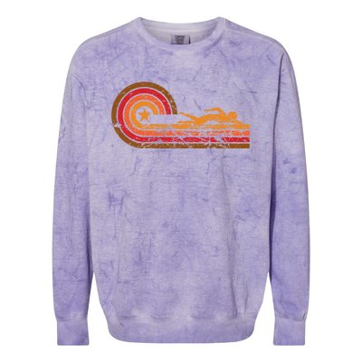 Retro Style Swimmer Vintage Swimming Gift Colorblast Crewneck Sweatshirt