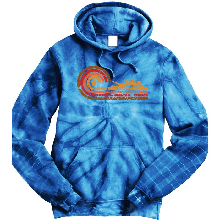 Retro Style Swimmer Vintage Swimming Gift Tie Dye Hoodie