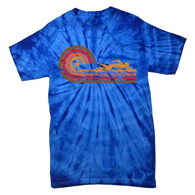 Retro Style Swimmer Vintage Swimming Gift Tie-Dye T-Shirt