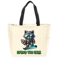 Raccoon Snowboarding Shred The Gnar Winter And Sports Zip Tote Bag