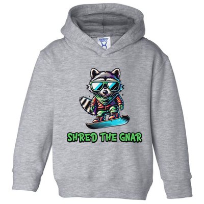 Raccoon Snowboarding Shred The Gnar Winter And Sports Toddler Hoodie