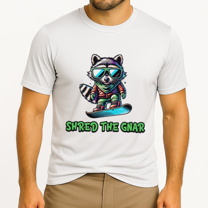 Raccoon Snowboarding Shred The Gnar Winter And Sports Cooling Performance Crew T-Shirt