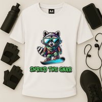Raccoon Snowboarding Shred The Gnar Winter And Sports Cooling Performance Crew T-Shirt