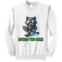 Raccoon Snowboarding Shred The Gnar Winter And Sports Sweatshirt