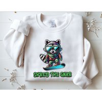 Raccoon Snowboarding Shred The Gnar Winter And Sports Sweatshirt