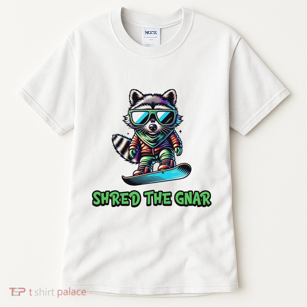Raccoon Snowboarding Shred The Gnar Winter And Sports Tall T-Shirt