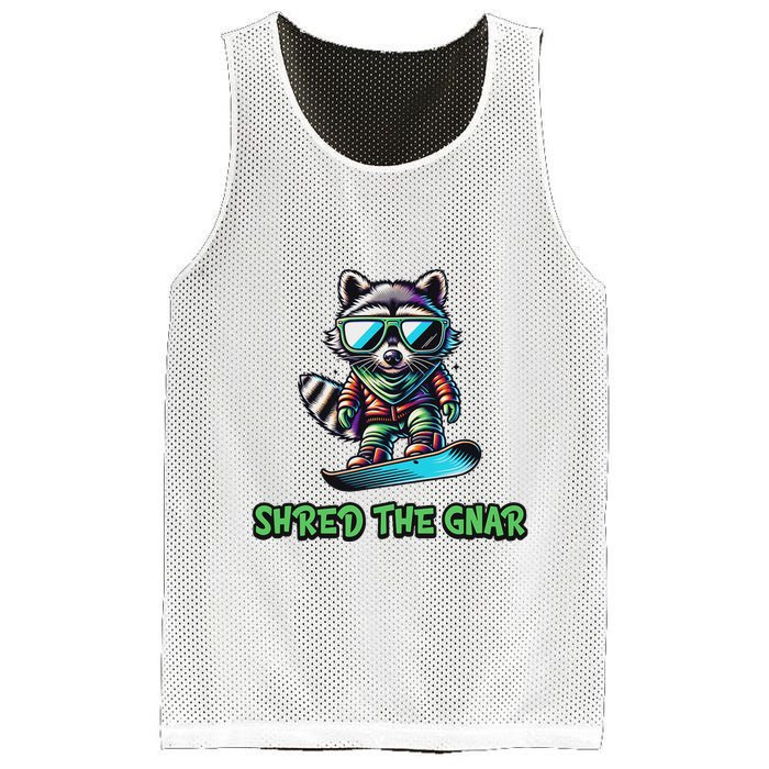 Raccoon Snowboarding Shred The Gnar Winter And Sports Mesh Reversible Basketball Jersey Tank