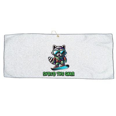 Raccoon Snowboarding Shred The Gnar Winter And Sports Large Microfiber Waffle Golf Towel