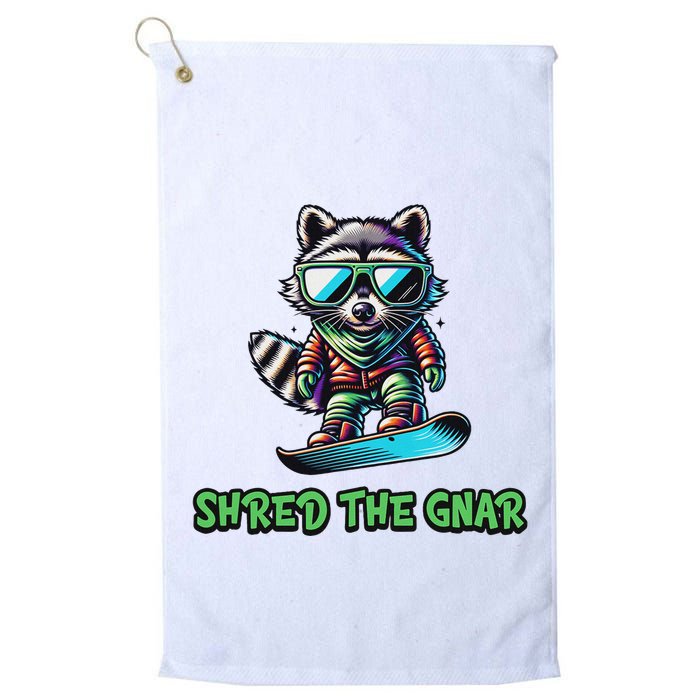 Raccoon Snowboarding Shred The Gnar Winter And Sports Golf Towel