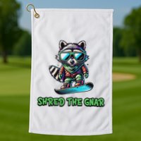 Raccoon Snowboarding Shred The Gnar Winter And Sports Golf Towel