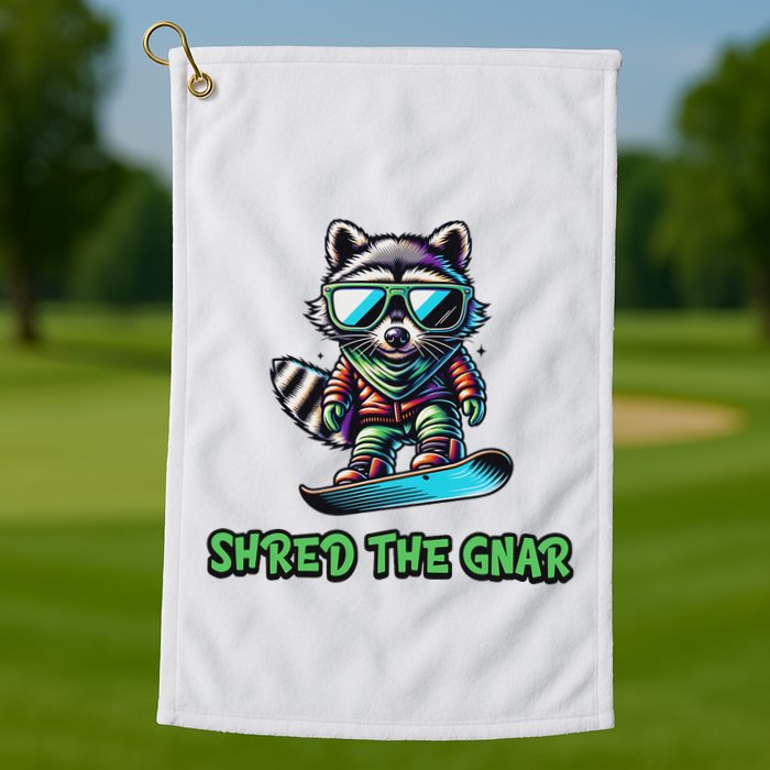 Raccoon Snowboarding Shred The Gnar Winter And Sports Golf Towel