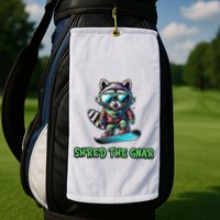 Raccoon Snowboarding Shred The Gnar Winter And Sports Golf Towel