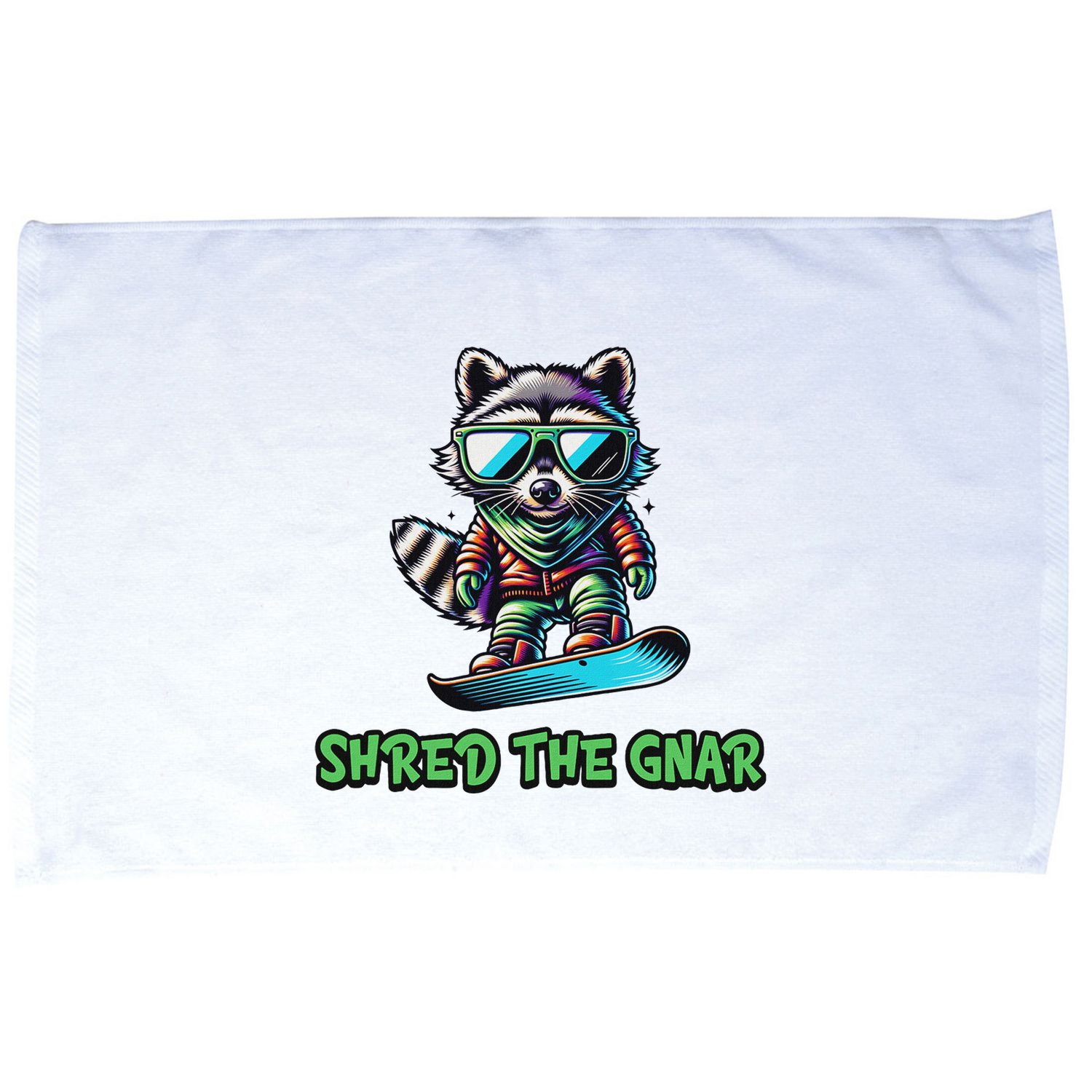 Raccoon Snowboarding Shred The Gnar Winter And Sports Microfiber Hand Towel