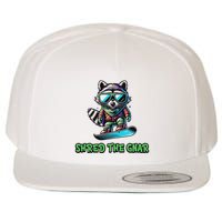 Raccoon Snowboarding Shred The Gnar Winter And Sports Wool Snapback Cap