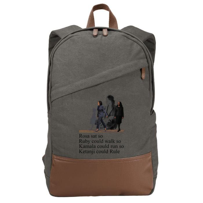 Rosa Sat So Ruby Could Walk So Kamala Could Run So Ketanji Could Rule Cotton Canvas Backpack